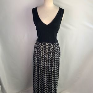 Hobbs London black top/print bottom maxi dress